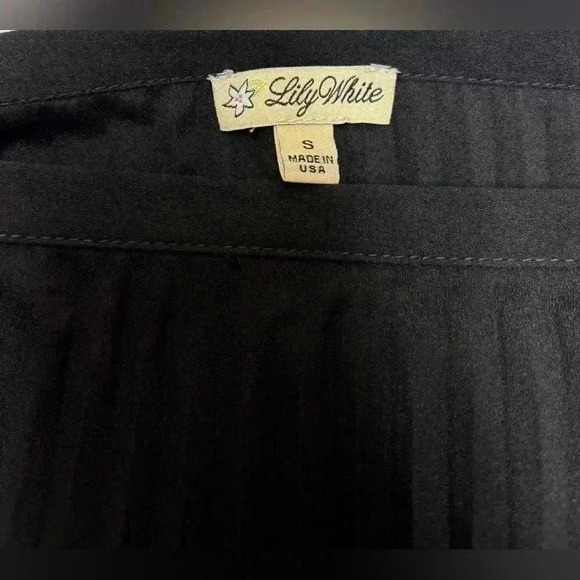 Lily White Vintage Black Pleated unlined Mini Skirt Size Small Made in USA - Picture 1 of 5